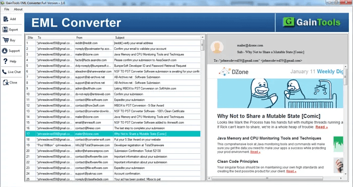 GainTools EML to PST Converter screenshot 2