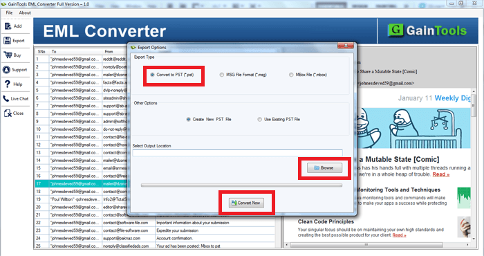 GainTools EML to PST Converter screenshot 3
