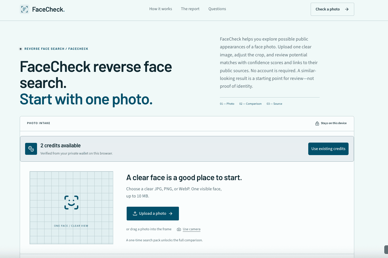 FaceCheck screenshot 1