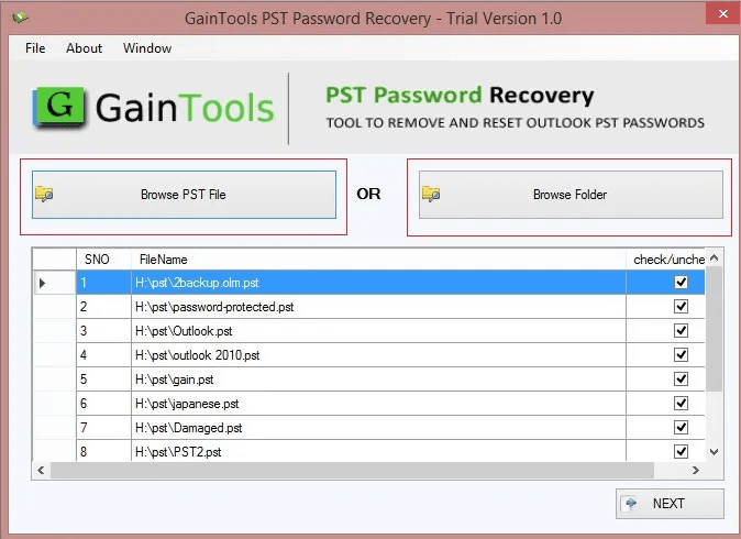 GainTools PST Password Recovery Tool screenshot 3