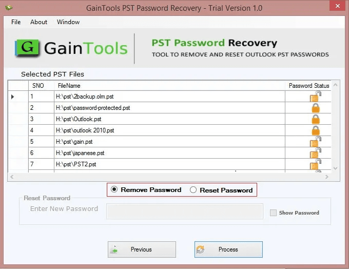 GainTools PST Password Recovery Tool screenshot 5