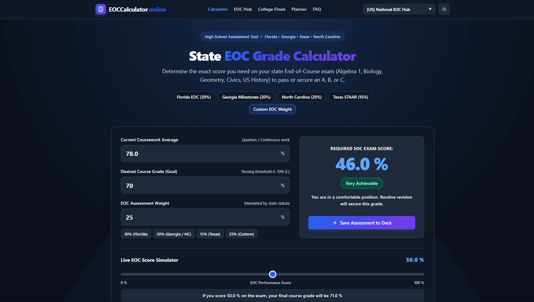 EOC Calculator screenshot 1