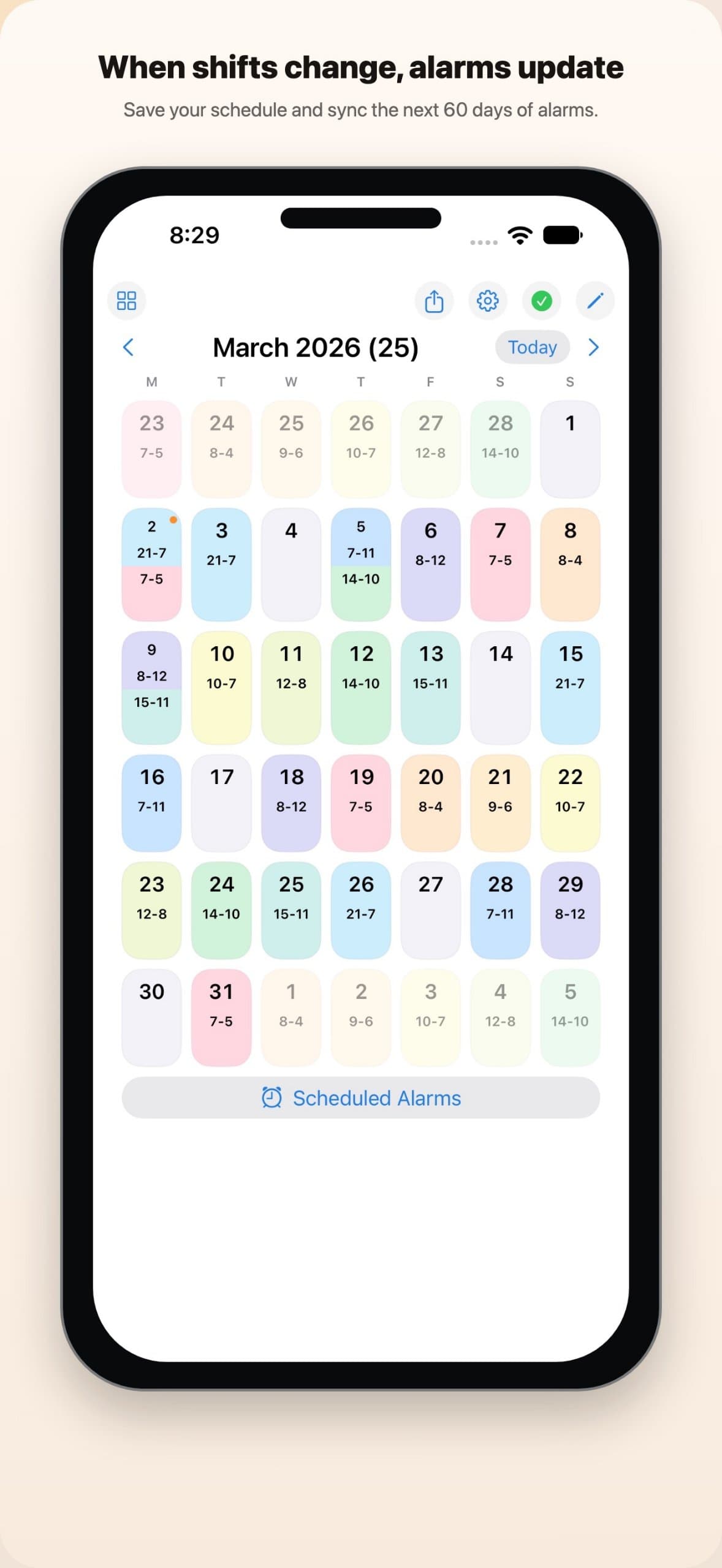 Shift Calendar Alarm screenshot 1