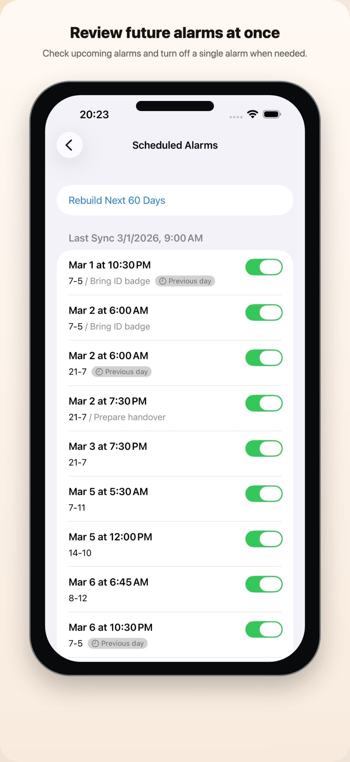 Shift Calendar Alarm screenshot 2