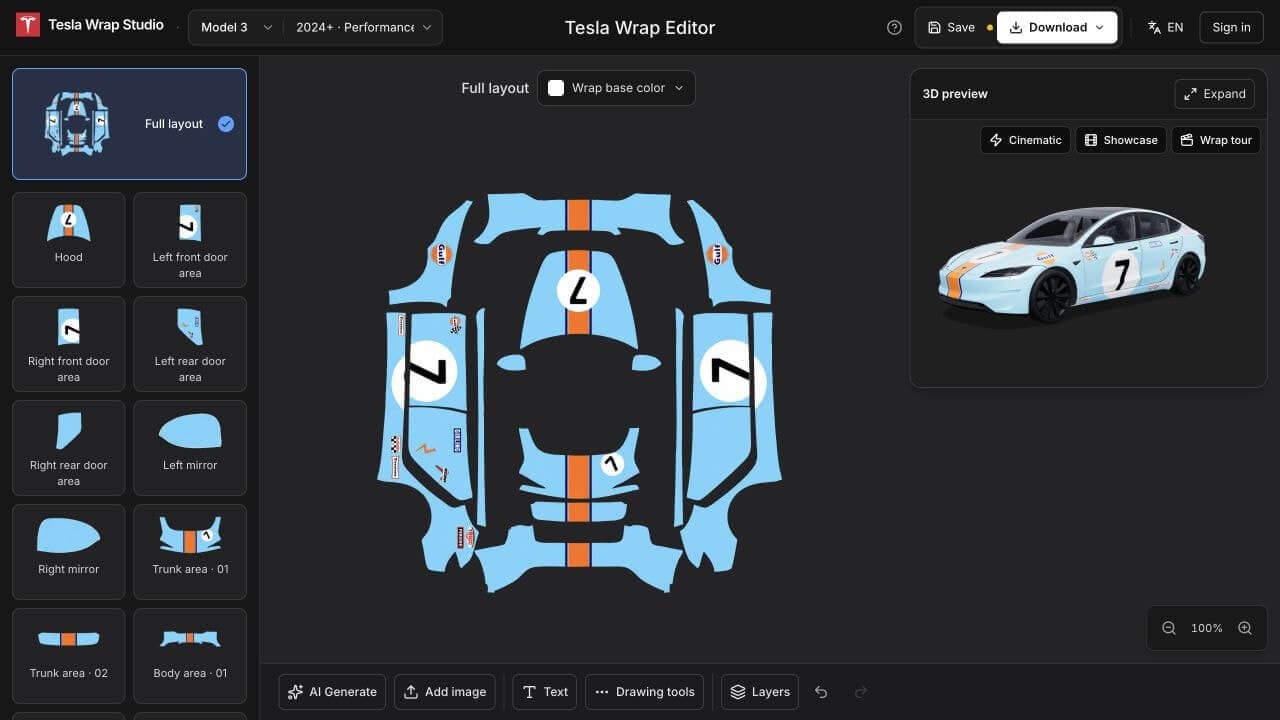 Tesla Wrap Studio screenshot 1