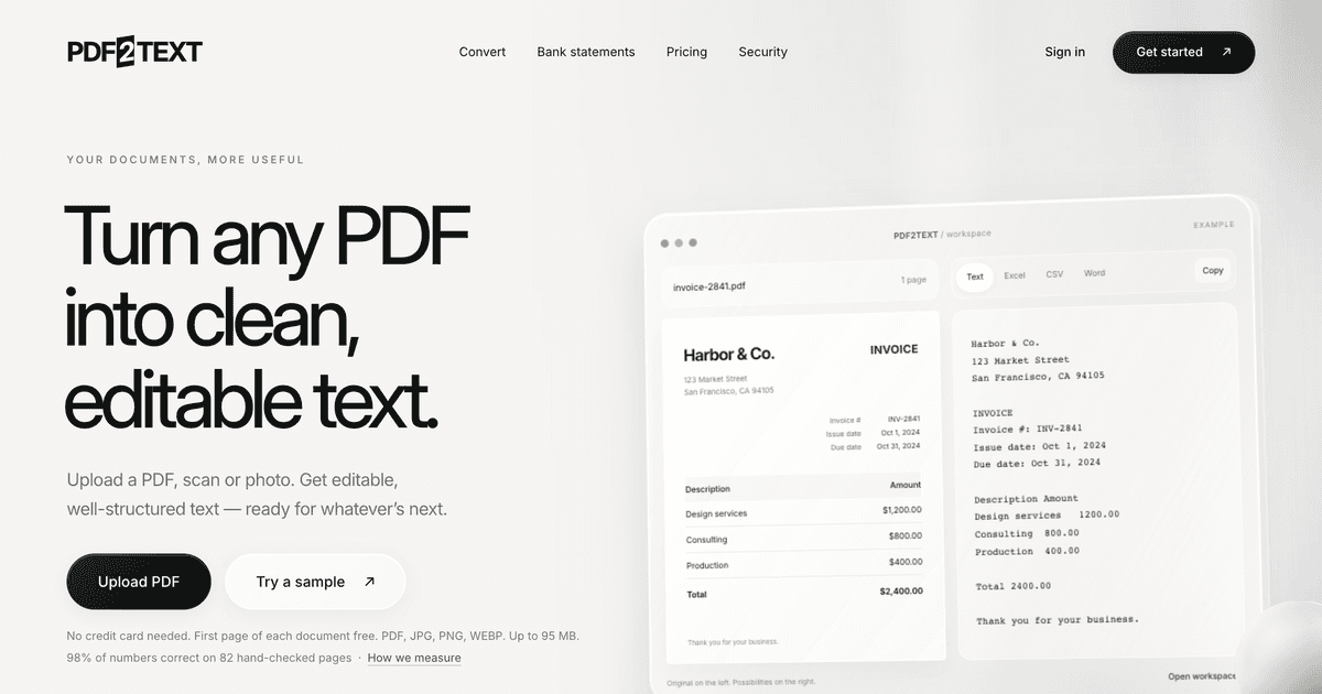 PDF2TEXT screenshot 1