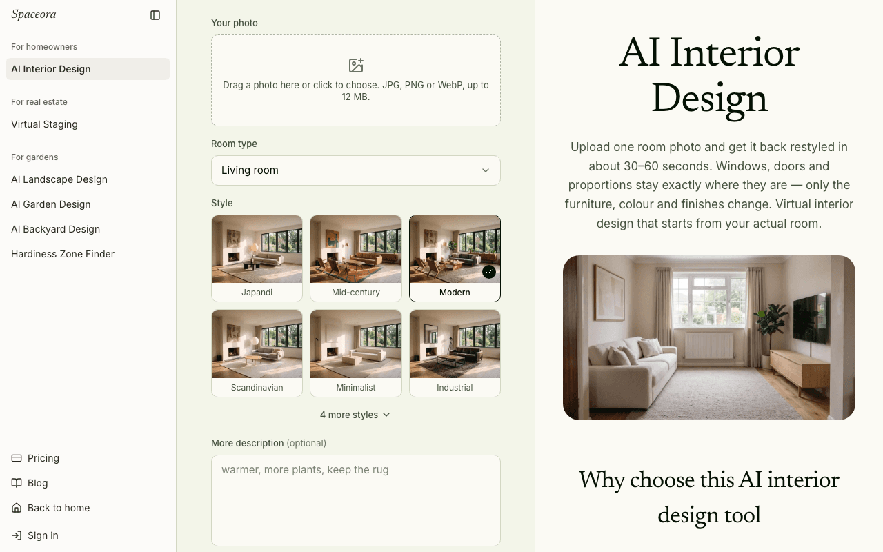 Spaceora AI Interior Design screenshot 1