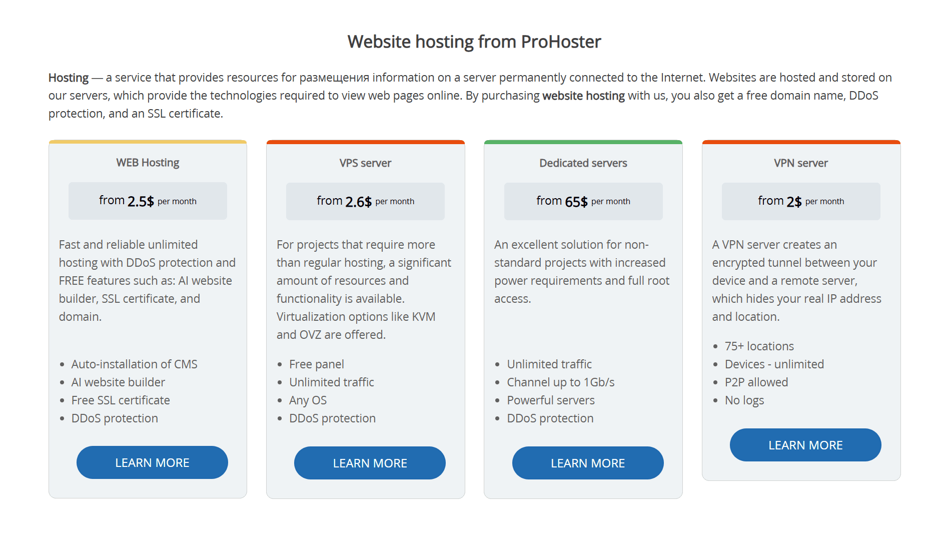 ProHoster screenshot 2