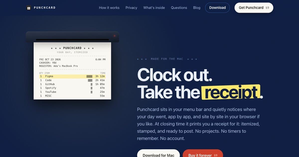 Punchcard screenshot 1