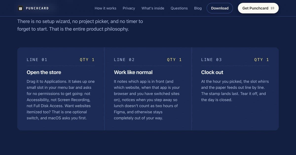 Punchcard screenshot 2