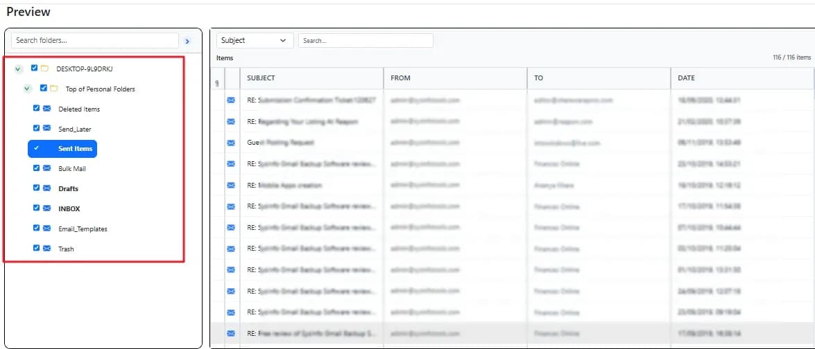 SysInfo Email Migration Tool screenshot 3