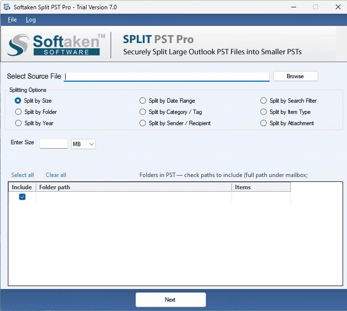 Softaken Split PST Pro screenshot 2