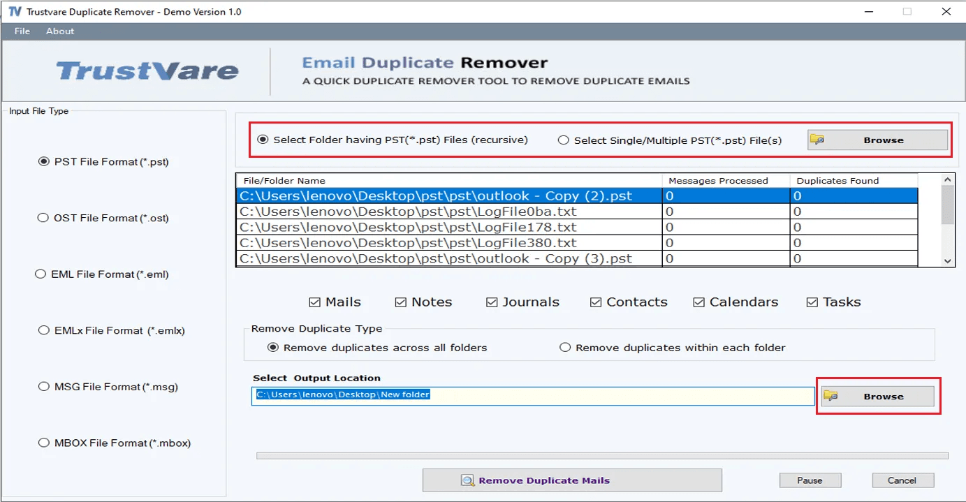 TrustVare MSG Duplicate Remover Tool screenshot 3