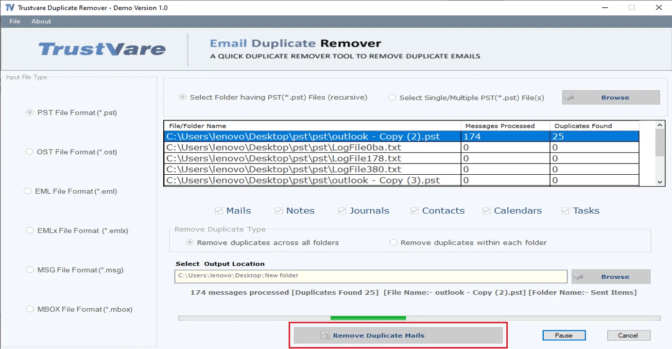 TrustVare MSG Duplicate Remover Tool screenshot 4