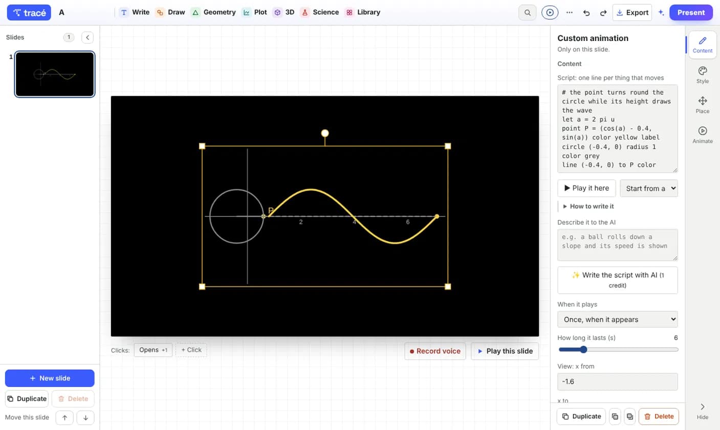 Tracé slides screenshot 4