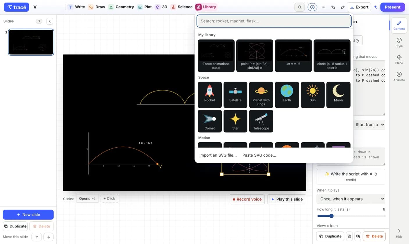 Tracé slides screenshot 5