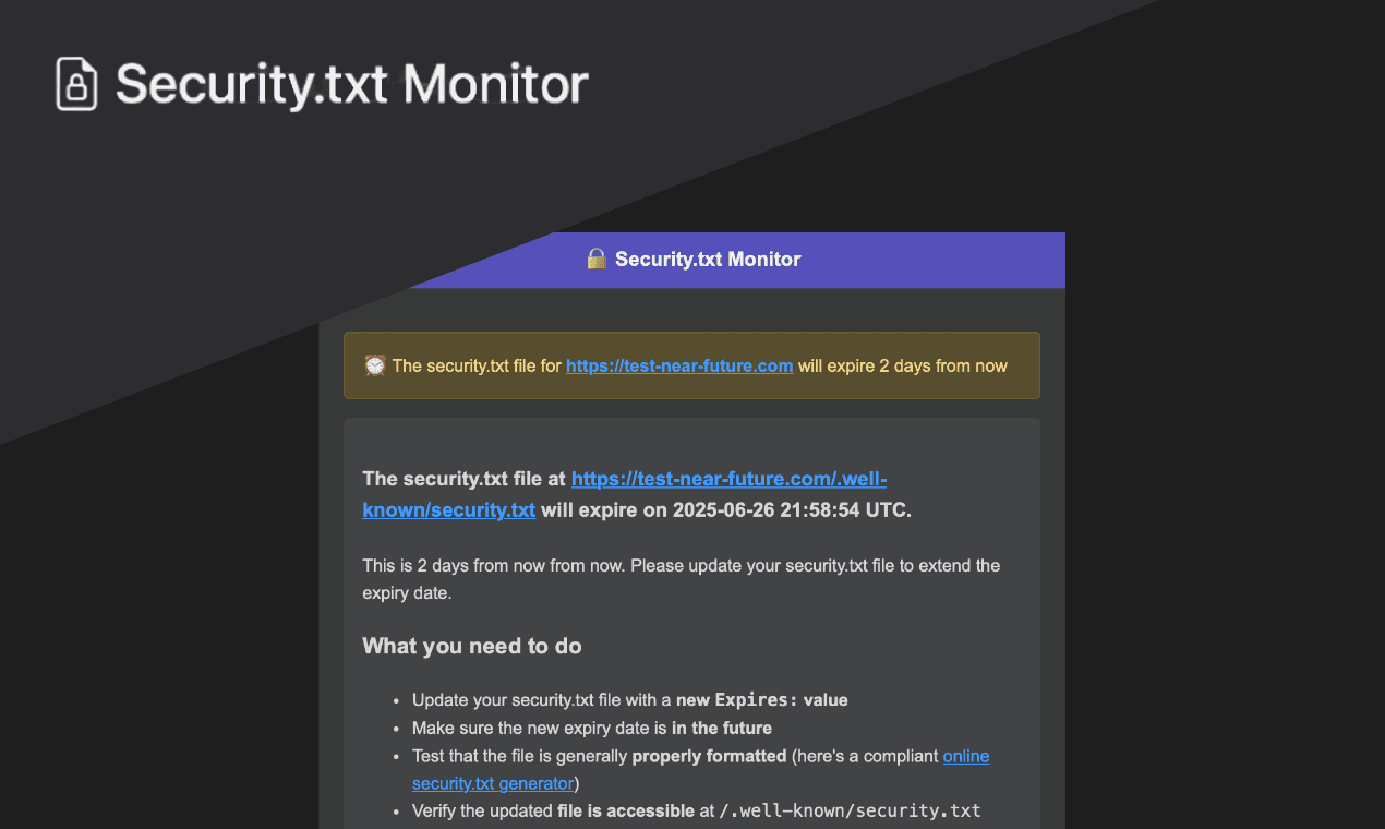 Security.txt Monitor screenshot 2