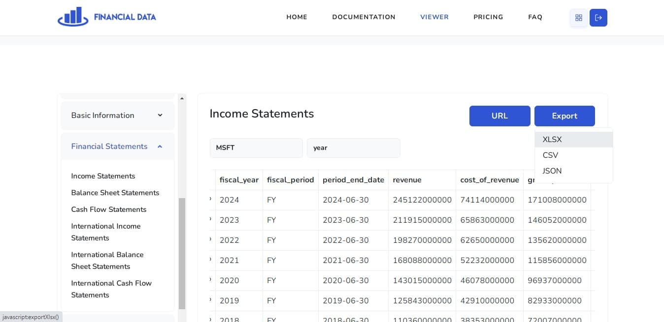 FinancialData API screenshot 3