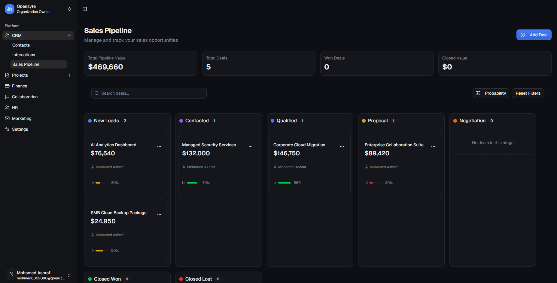 OpenSyte screenshot 1