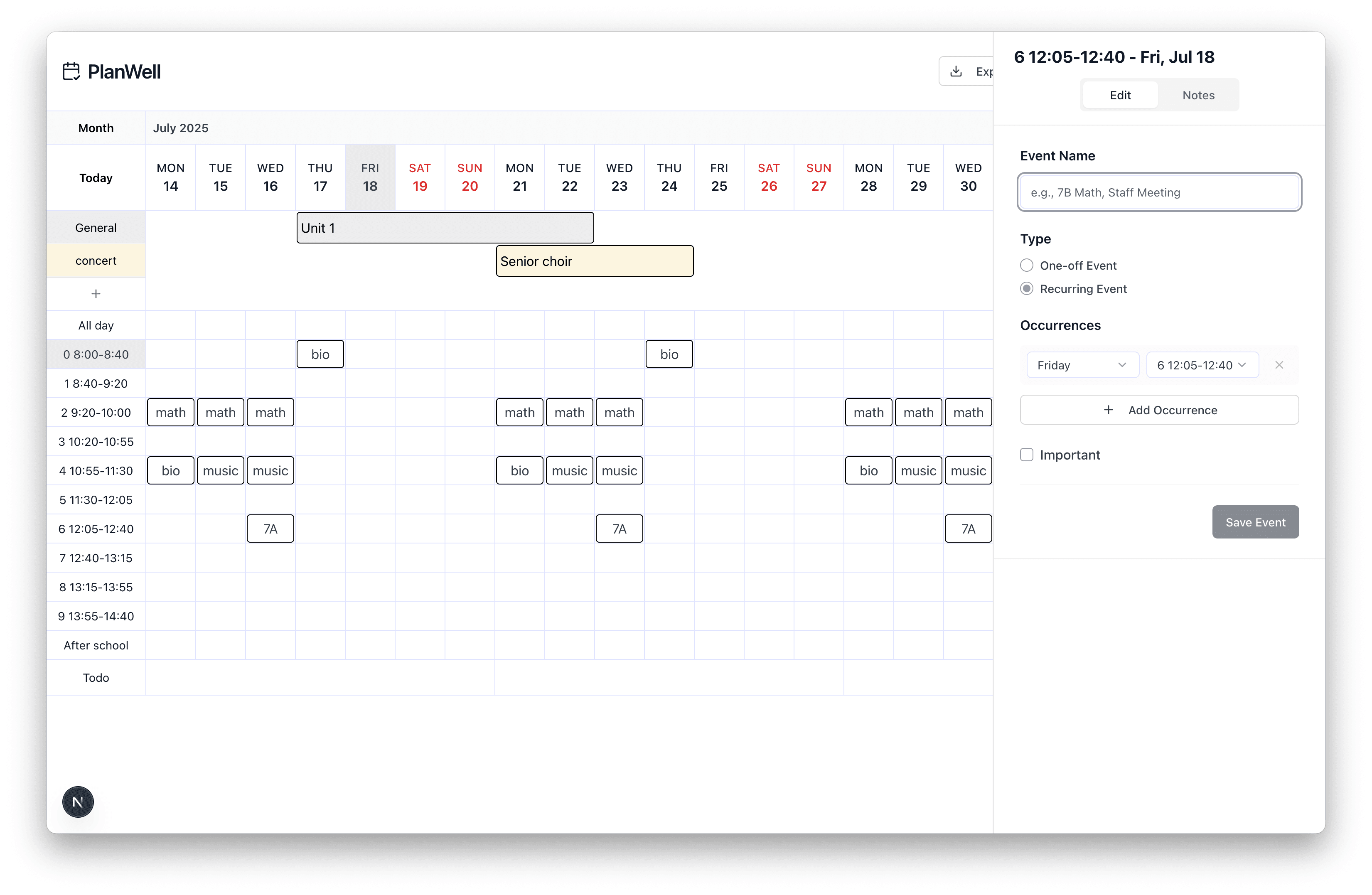 PlanWell screenshot 2